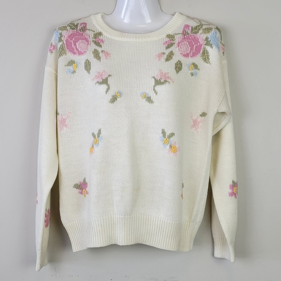 Knit Floral Embroidered Sweater Vintage - Picture 10 of 10